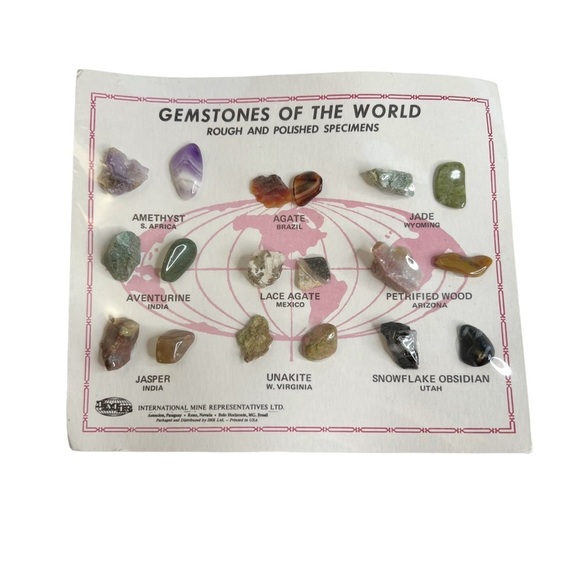 Vintage Gemstones of the World Display Cards Rough & Polished Stones - Picture 4 of 10